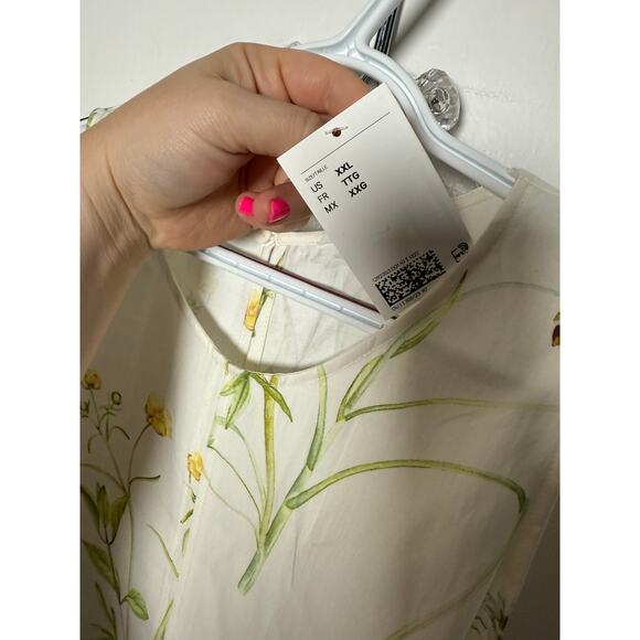 H&M Women's White Floral Tank Shift Swing Trapeze Dress Size XXL NWT - Picture 5 of 6